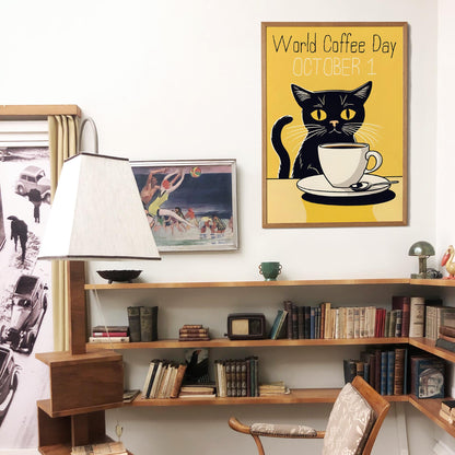 World Coffee Day Cat Poster Print