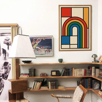 Rainbow Bauhaus Modern Geometric Print 2025