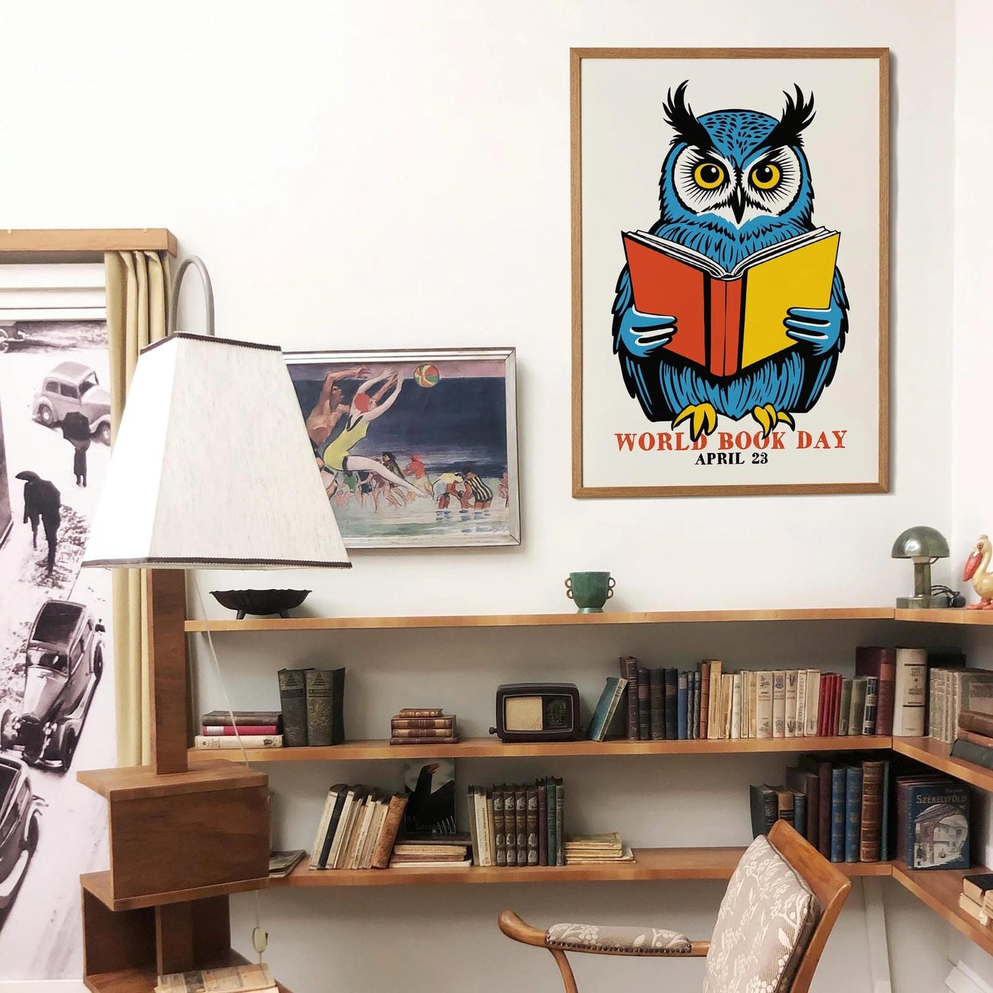 Reading Owl Poster World Book Day Wall Art