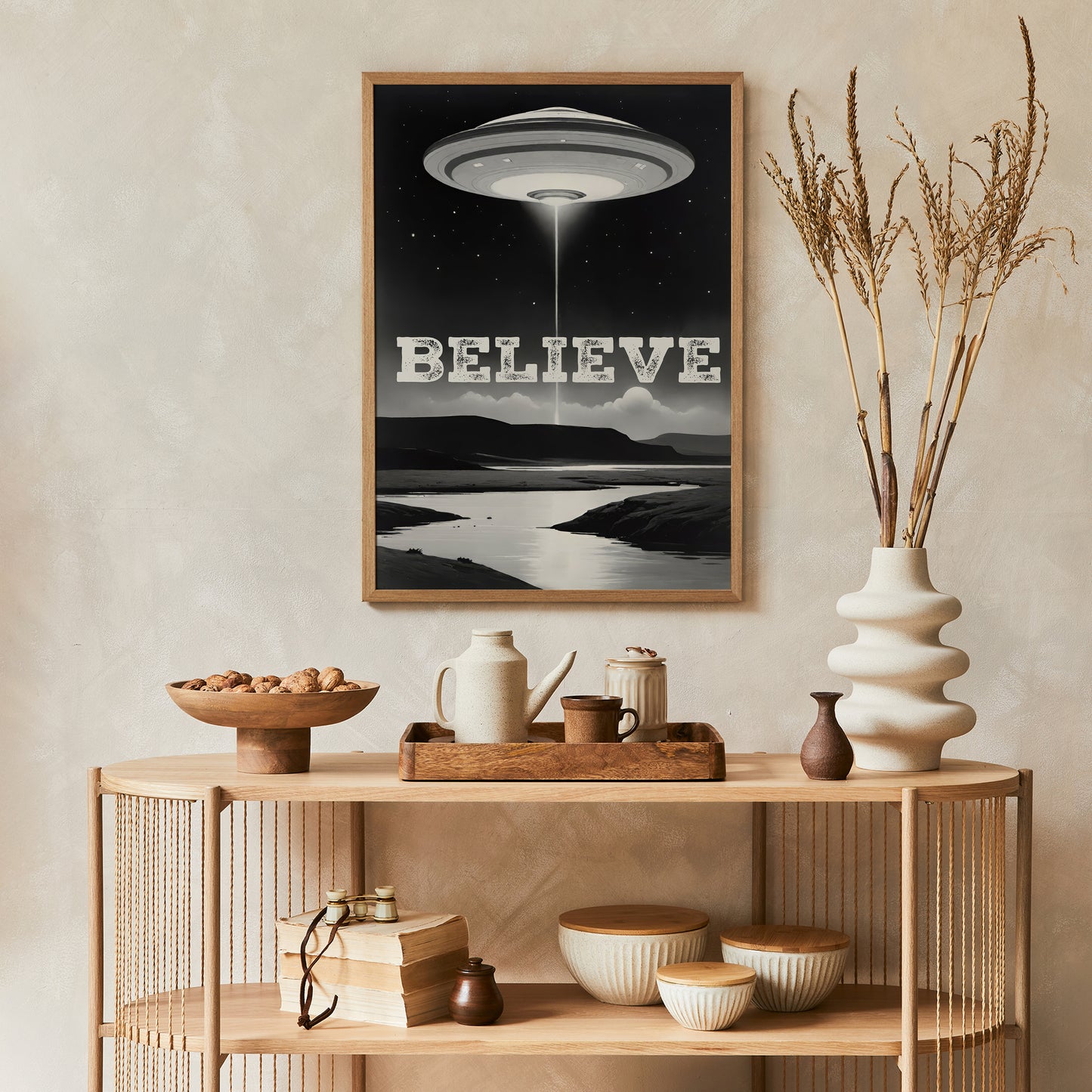 BELIEVE - Vintage UFO Poster Print