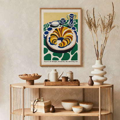 Retro Croissant French Art Print