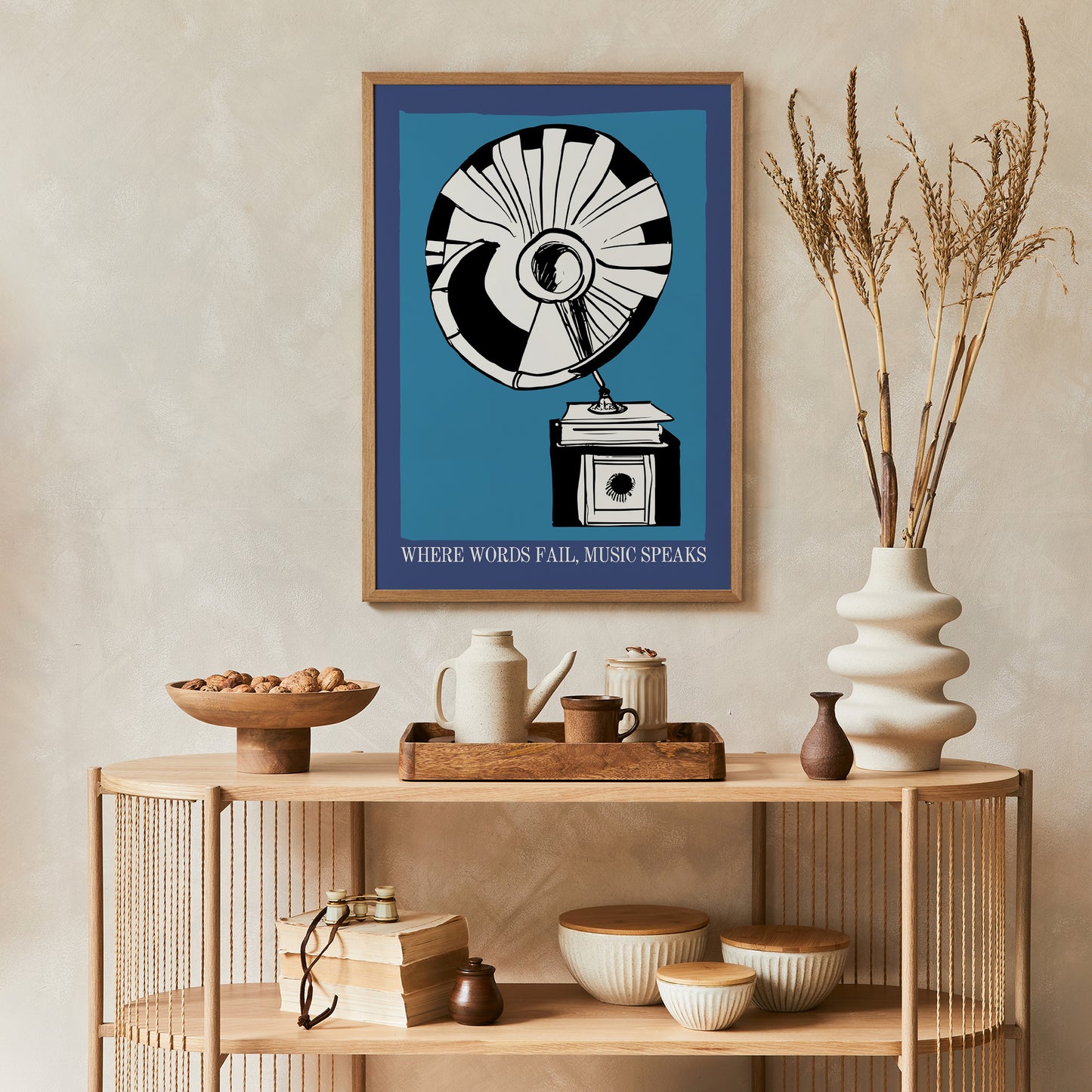 Music Quote Art Print - Gramophone Poster