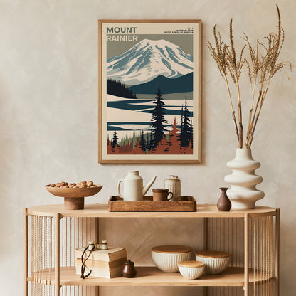 Mount Rainier National Park Retro Poster