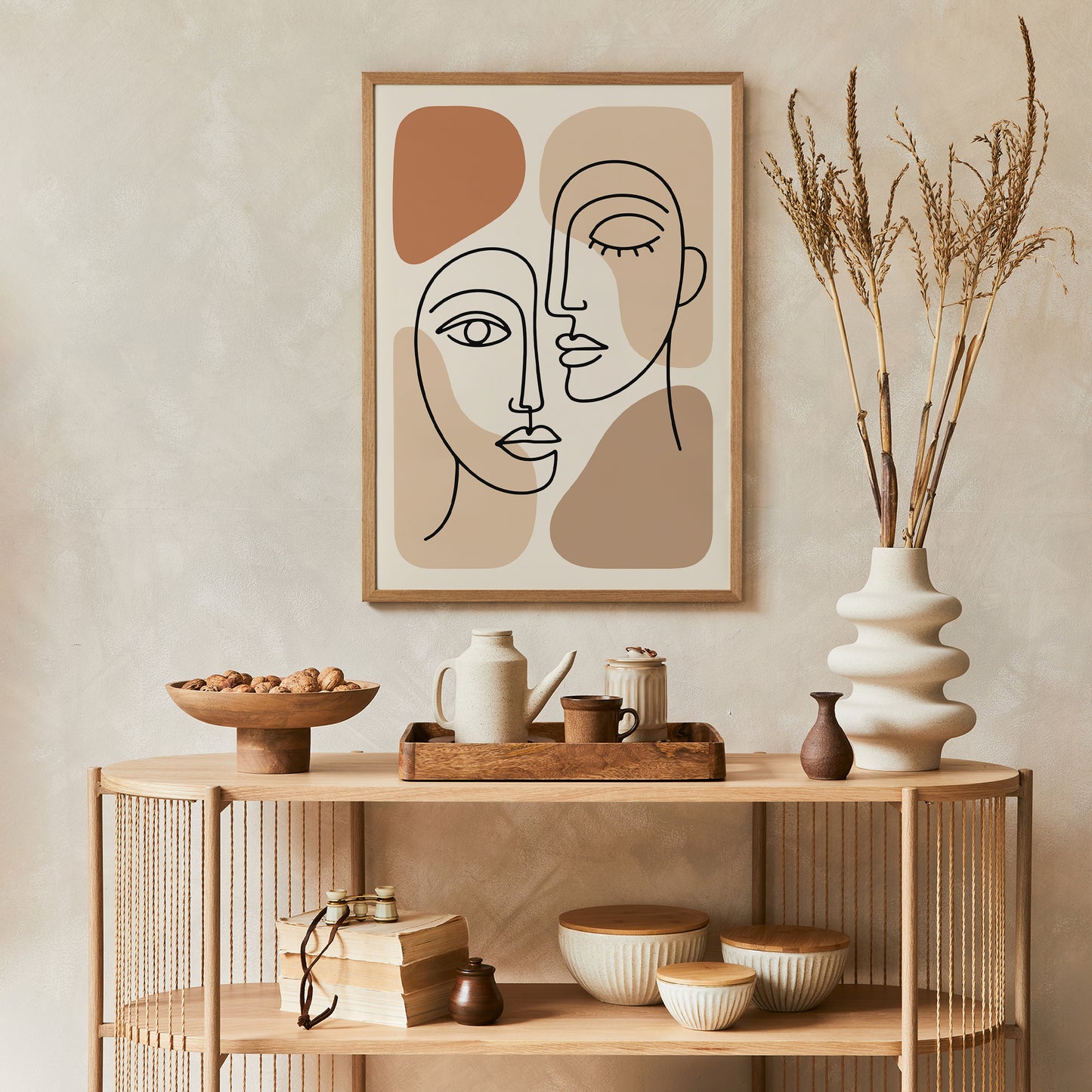 Line Art Couple Print – Minimal Wall Decor