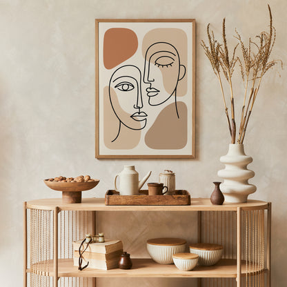 Line Art Couple Print – Minimal Wall Decor