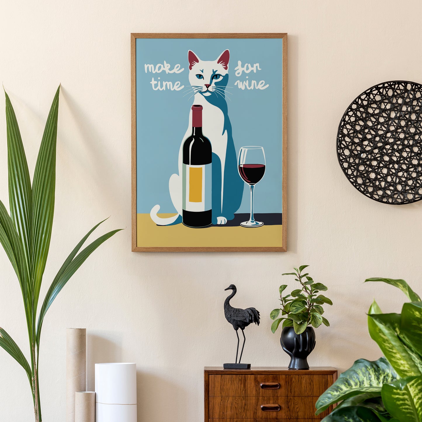 Make Time For Wine - Cat Poster
