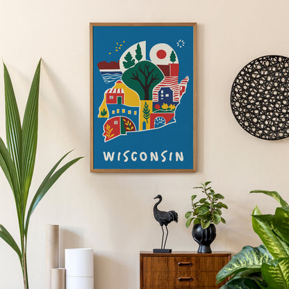 Wisconsin Blue Travel Poster