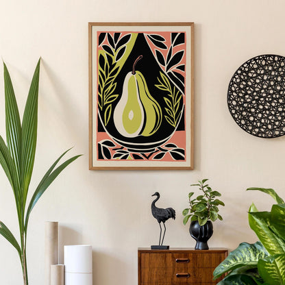 Retro Pear Wall Art Print
