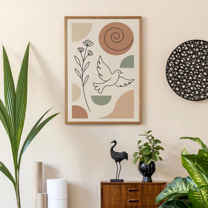 Minimalist Dove Line Art – Aesthetic Wall Poster