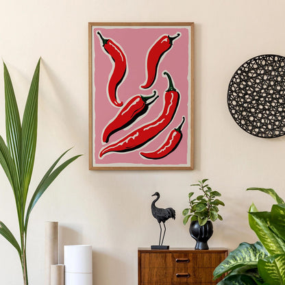 Artsy Chilli Peppers Wall Art Print