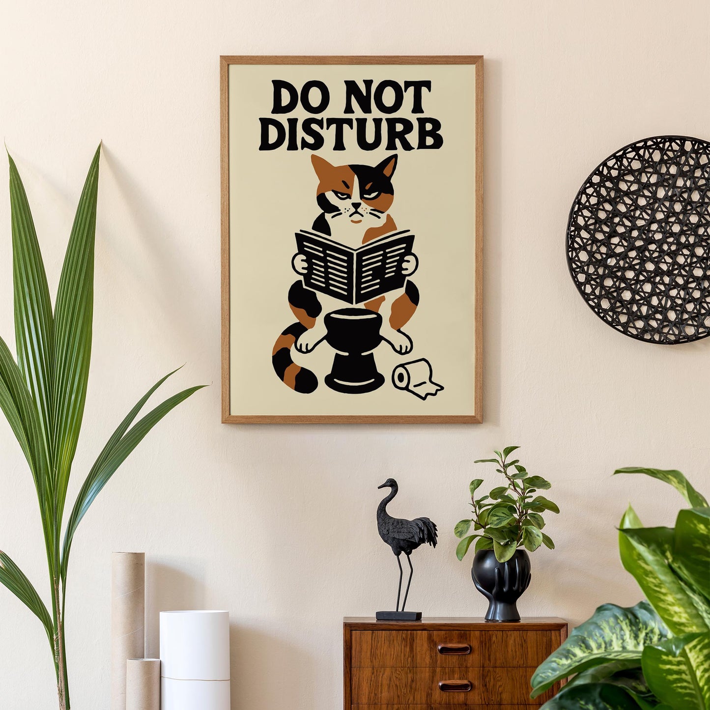 Playful Cat Bathroom Poster