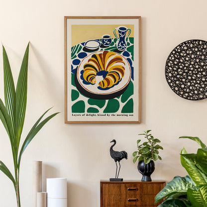 Retro Croissant French Art Print