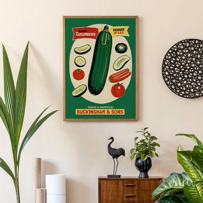 Organic Cocumbers USA - Retro Poster