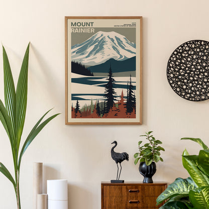 Mount Rainier National Park Retro Poster