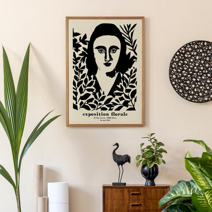 Floral Woman Portrait Wall Print