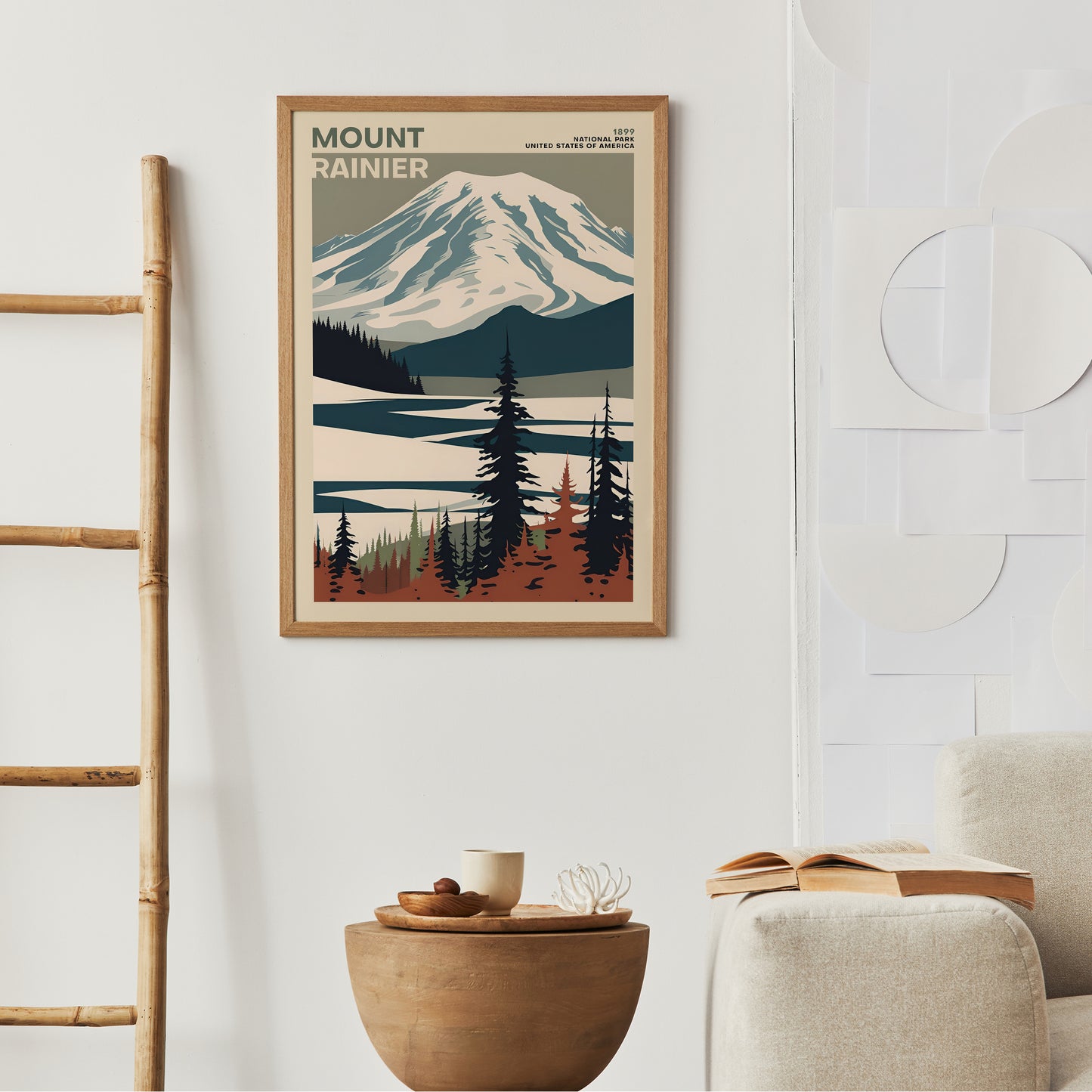Mount Rainier National Park Retro Poster
