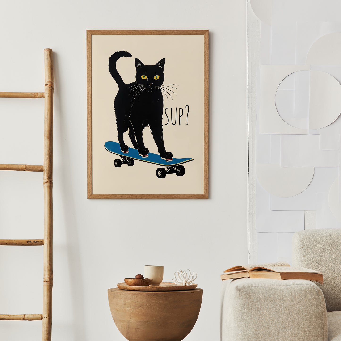 Skater Cat Quirky Poster