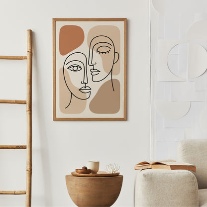Line Art Couple Print – Minimal Wall Decor