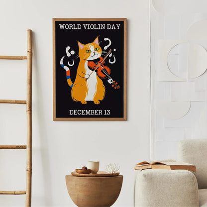 World Violin Day Cute Cat Poster
