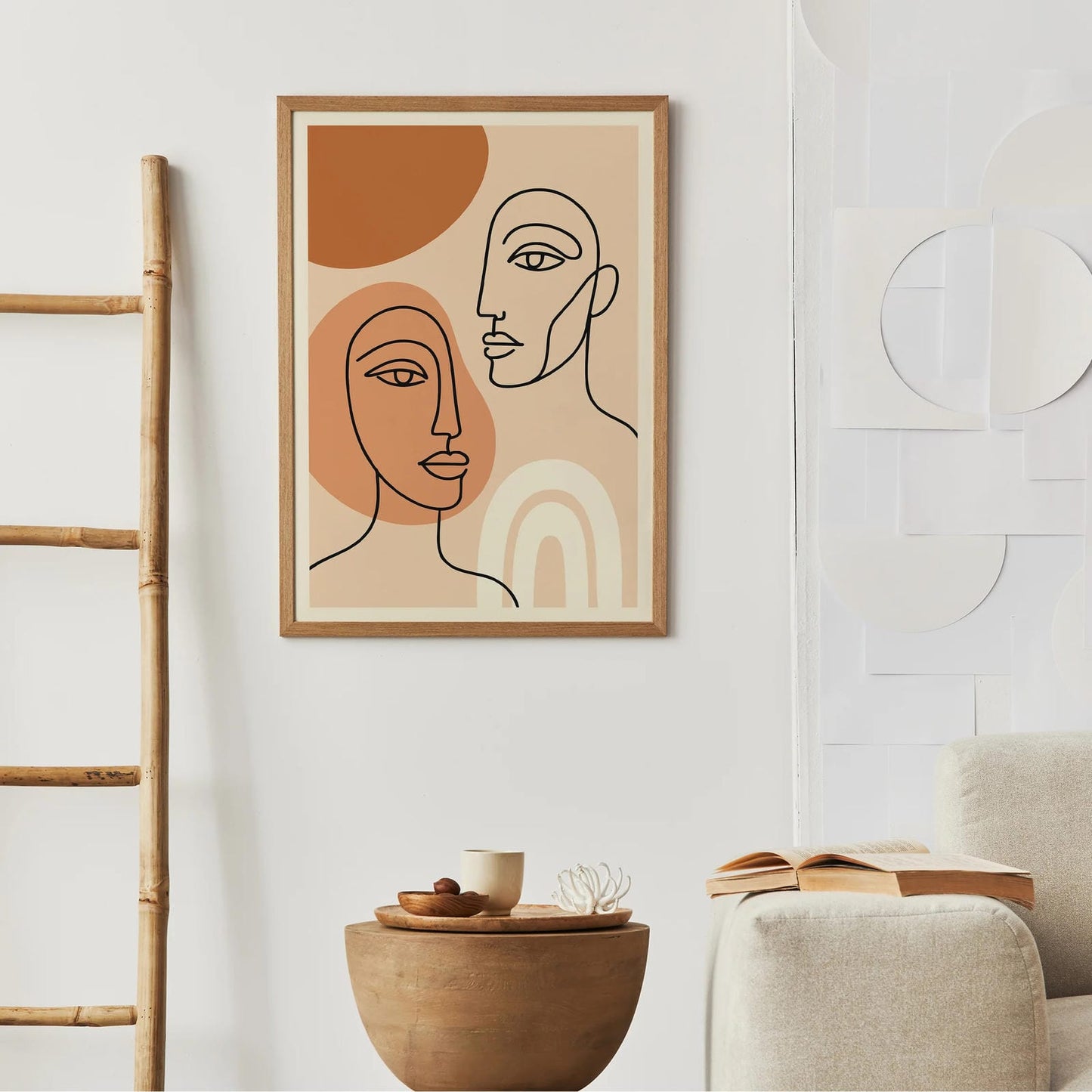 Modern Minimalist Abstract Line Art Faces Print