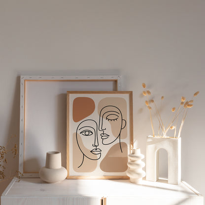 Line Art Couple Print – Minimal Wall Decor