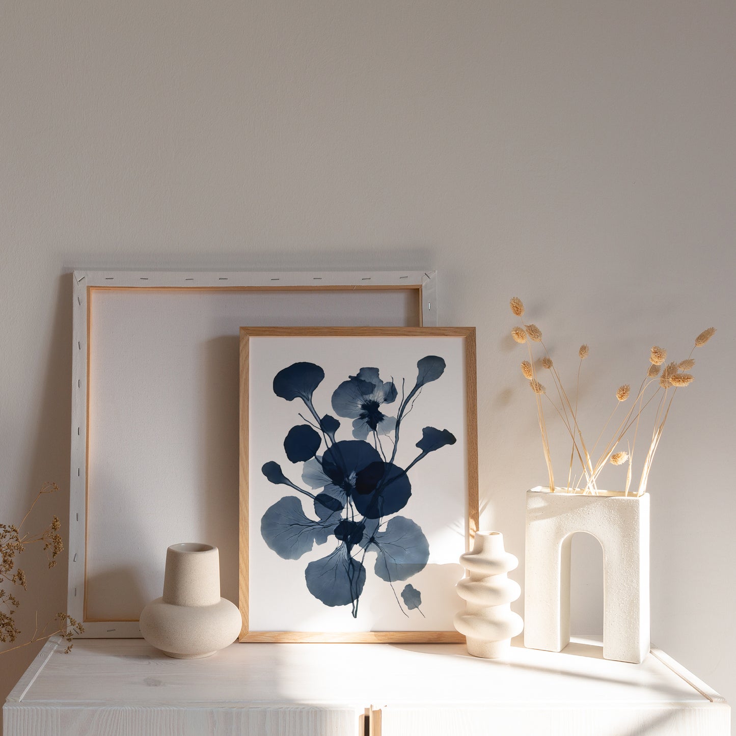 Floral Blue Ink Print