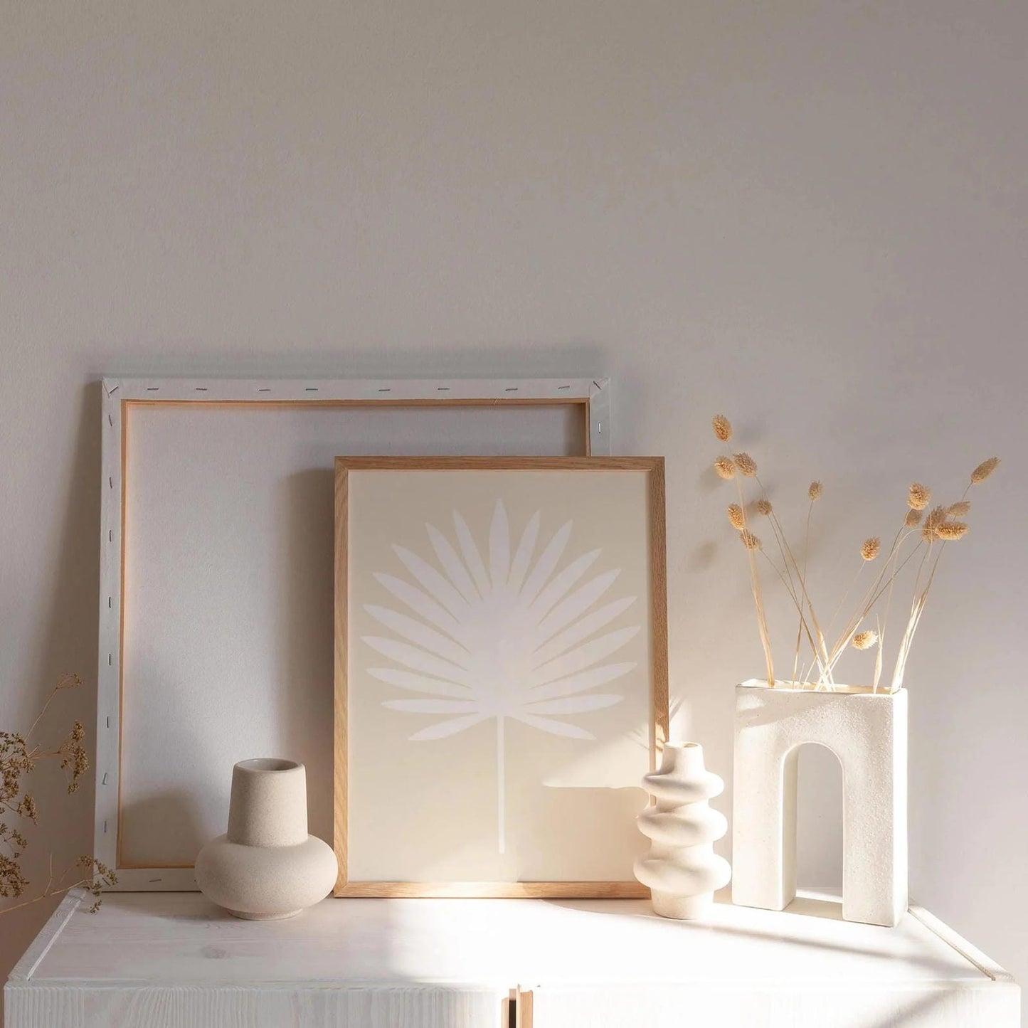 White Palm Leaf Print – Neutral Minimal Wall Decor