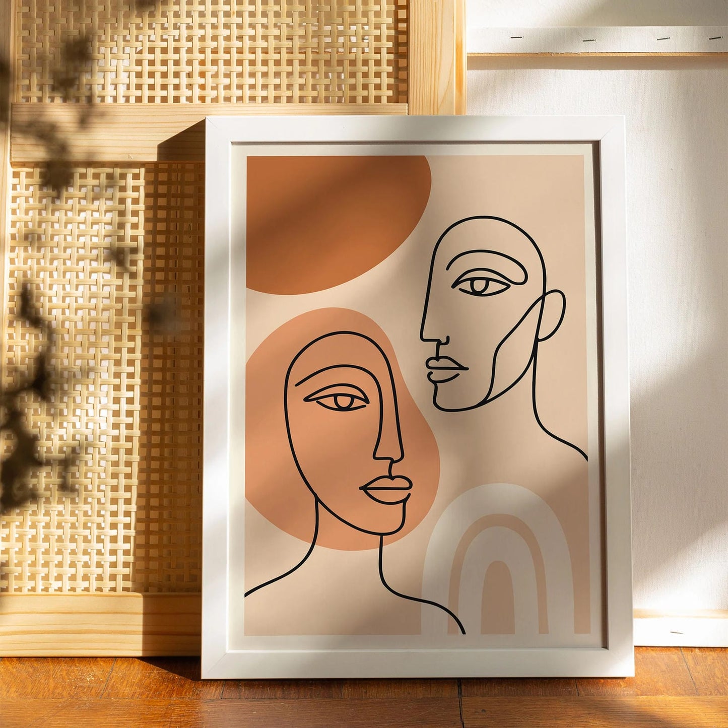 Modern Minimalist Abstract Line Art Faces Print