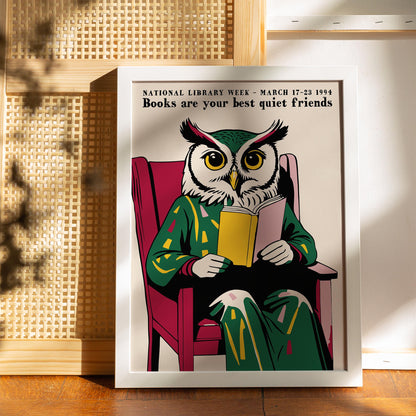 National Library Week Owl Wall Art Study
