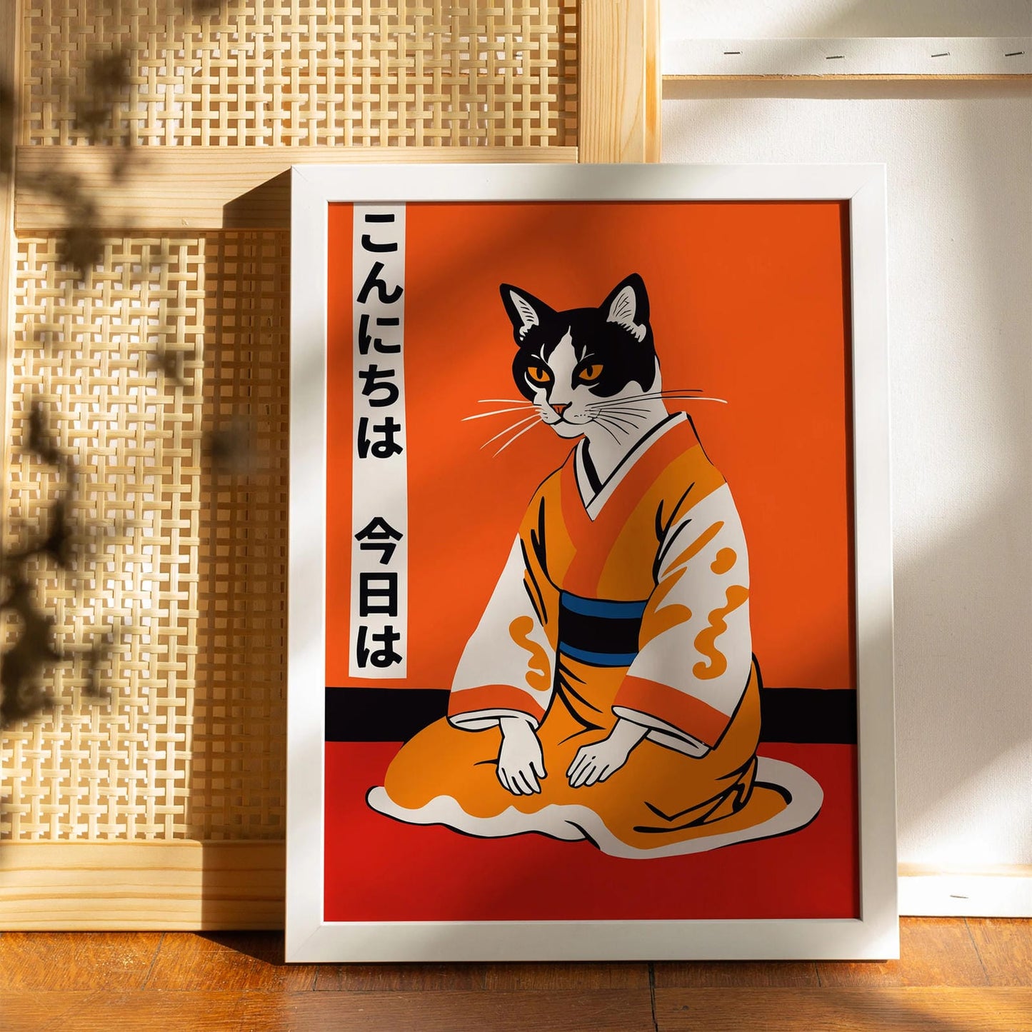 Japanese Kimono Cat Art Print