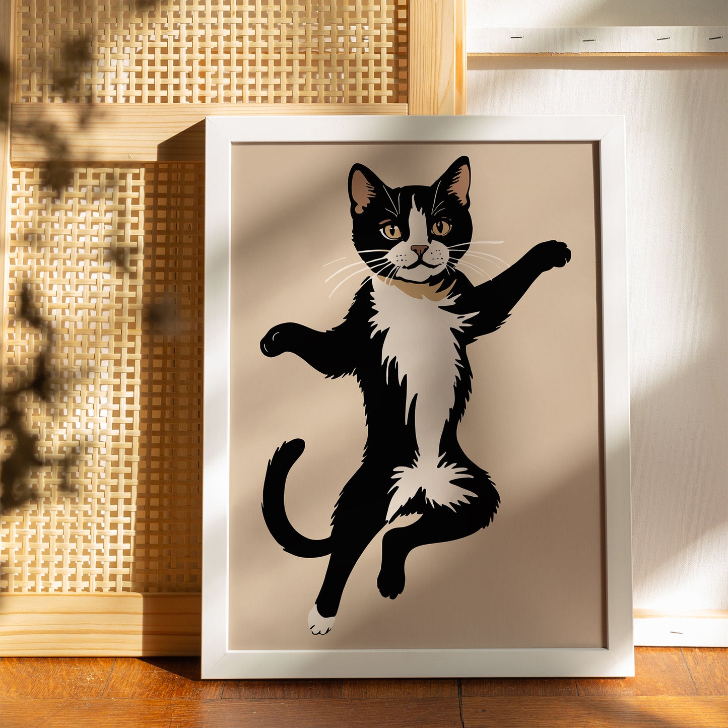 Cute Dancing Cat Wall Art Print