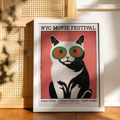Retro NYC Movie Festival Cat Poster
