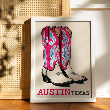 Stylish Texas Cowgirl Boots Print