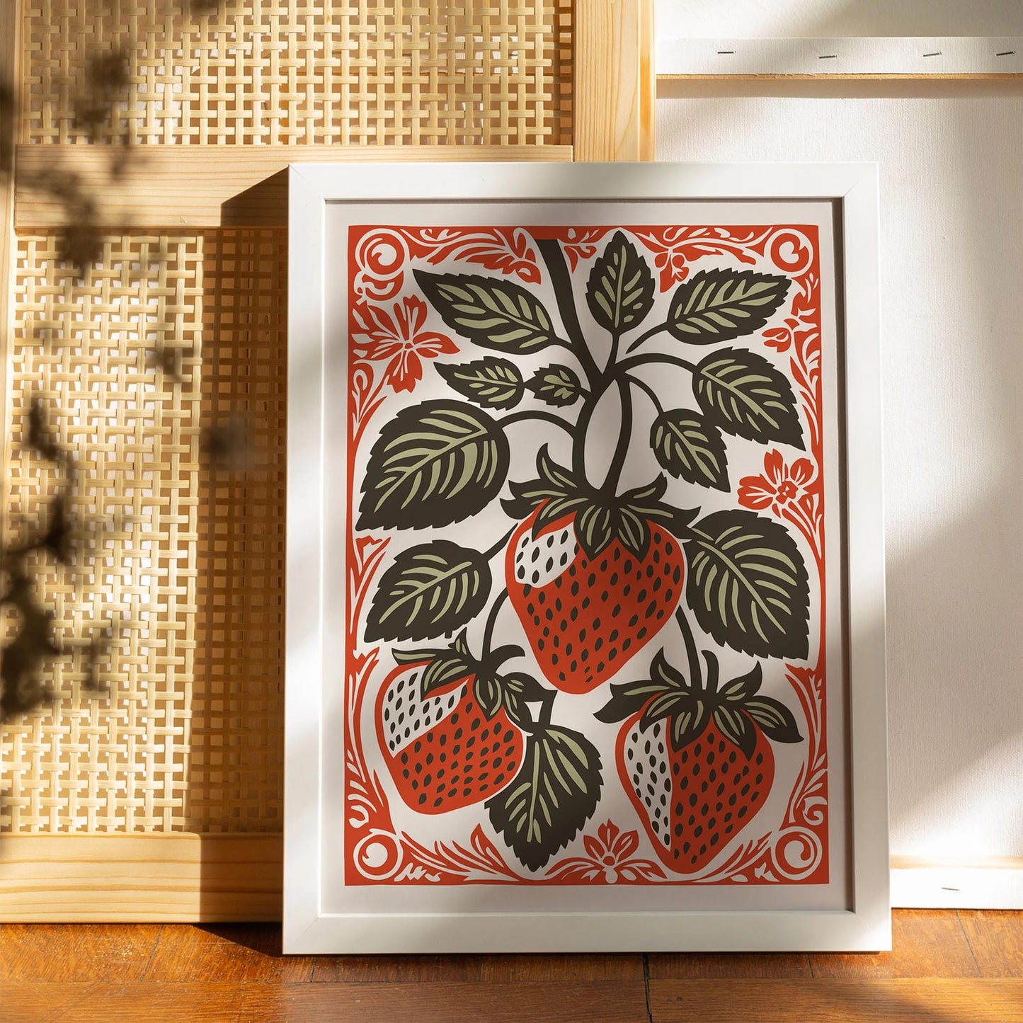 Rustic Strawberries Vintage Kitchen Art Print