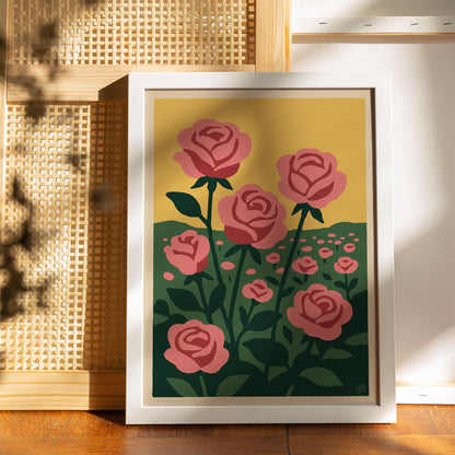 Pink Roses Garden Poster