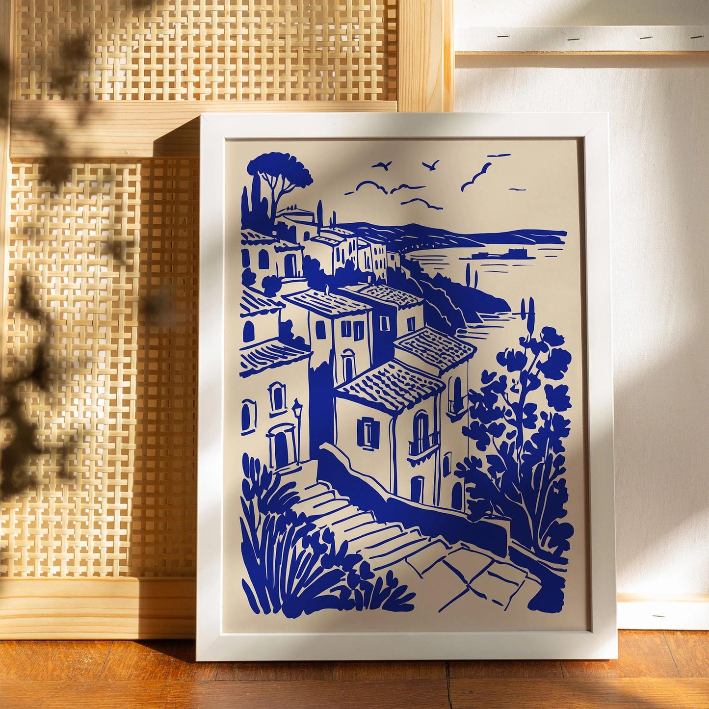 Positano Cityscape Blue Poster