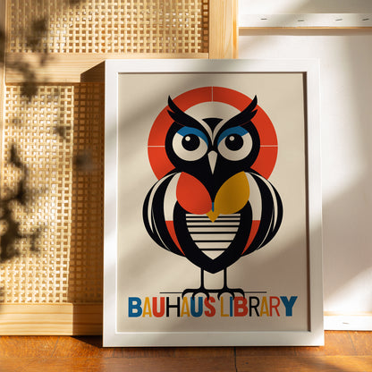 Bauhaus Library Geometric Owl Poster