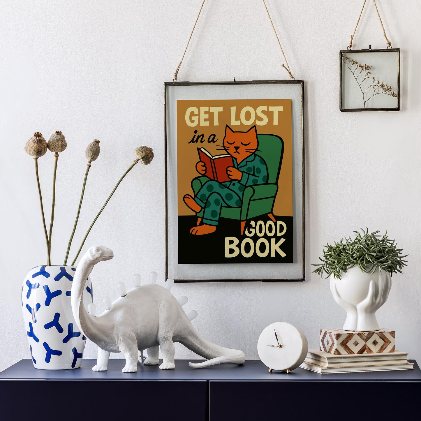 Good Book Reading Cat Print