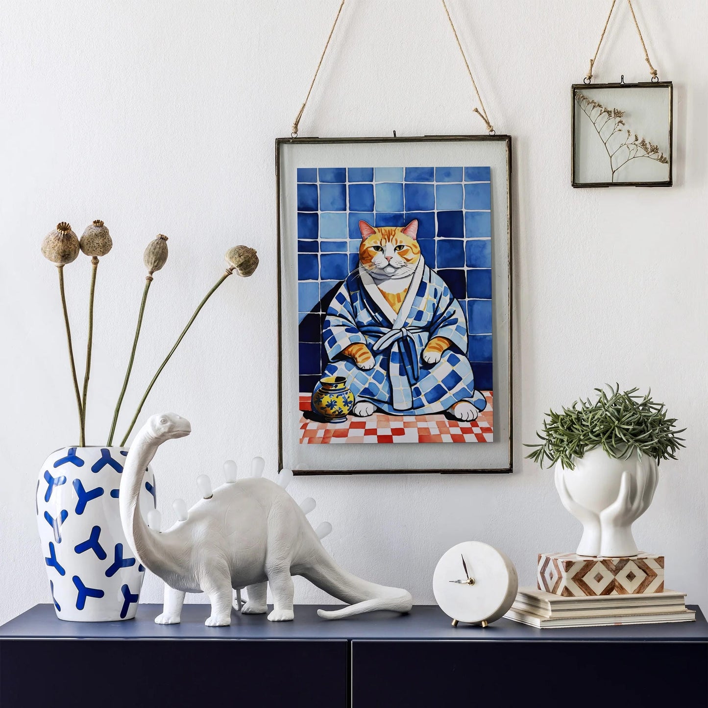Whimsical Cat in Bathrobe Poster