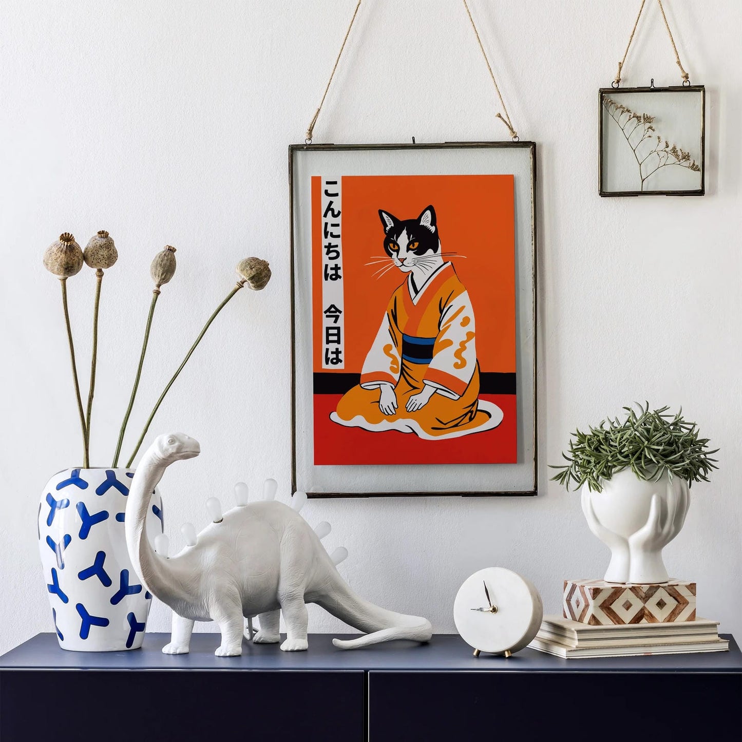 Japanese Kimono Cat Art Print