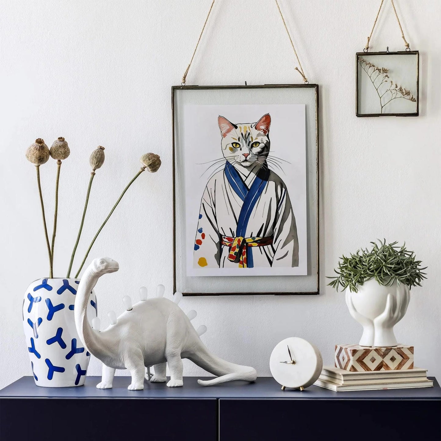 Japanese Kimono Cat Art Print Poster