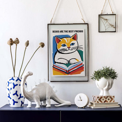 Books & Cats Wall Art Print