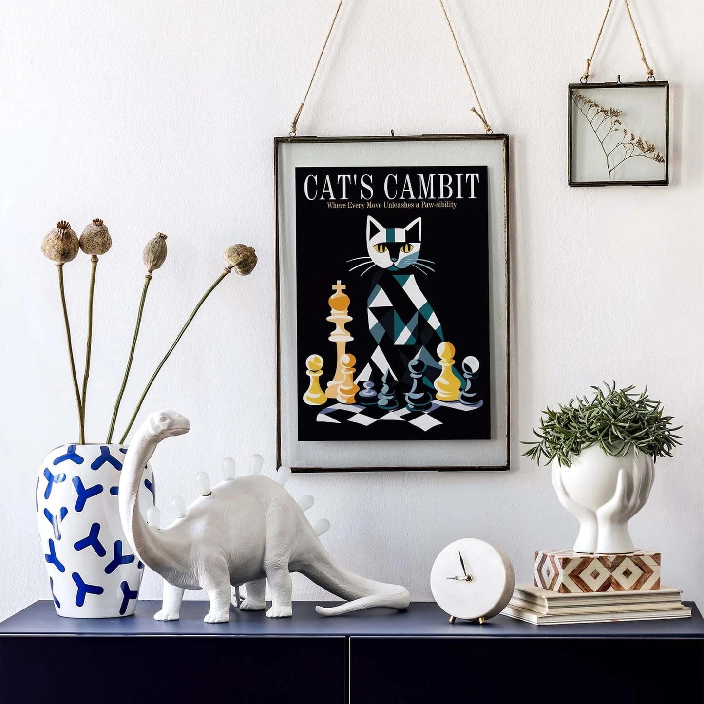 Cat Chess Wall Art Print