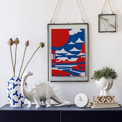 Geometric Japan Landscape Poster