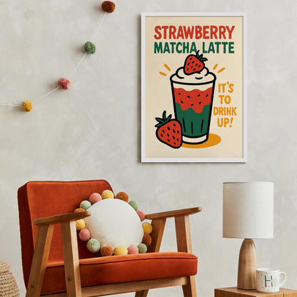 Strawberry Matcha Drink Wall Art