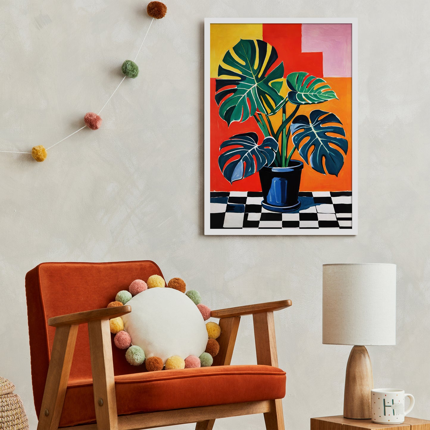 Colorful Monstera Plant Wall Art Print