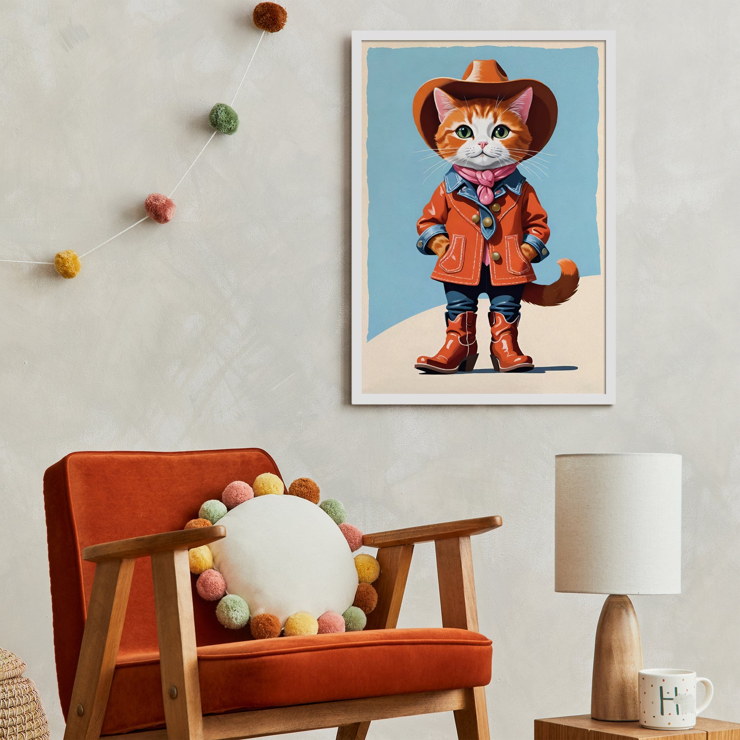 Cute Cowboy Cat Art Print