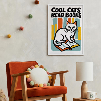 Cool Cats Read Books Poster
