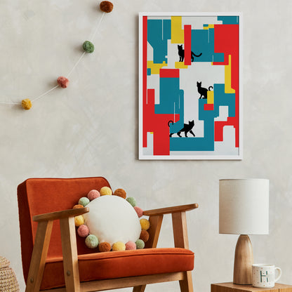 Mid-Century Modern Cats Poster