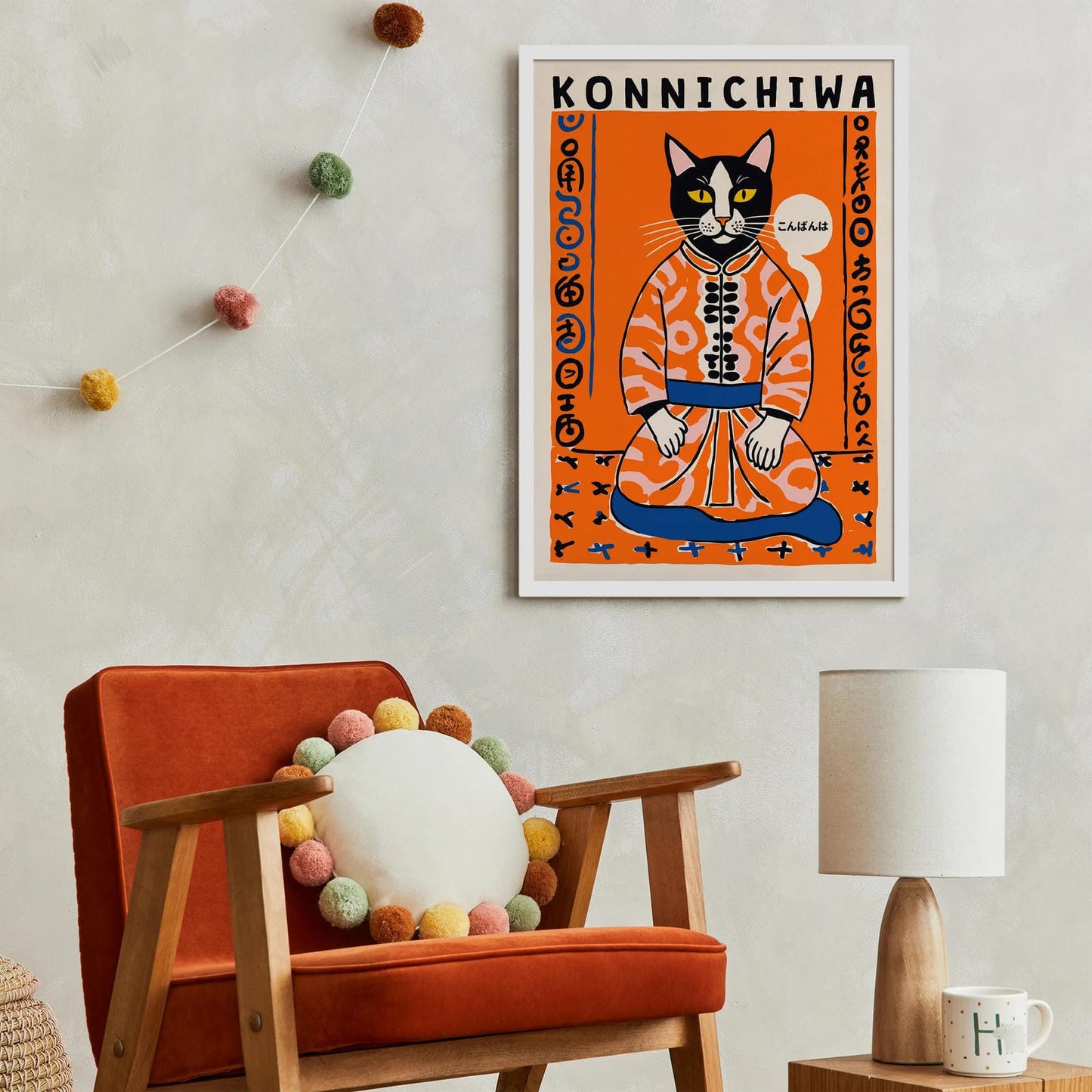 Konnichiwa - Cute Japanese Cat Poster